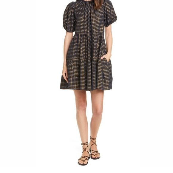 NWT Ulla Johnson Dion Babydoll mini dress in midnight - Picture 4 of 7